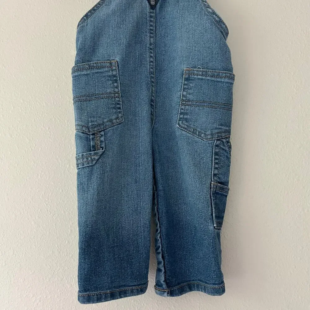 Oshkosh denim overalls bibs stripe straps Jean classic Y2K style pockets 9 mo